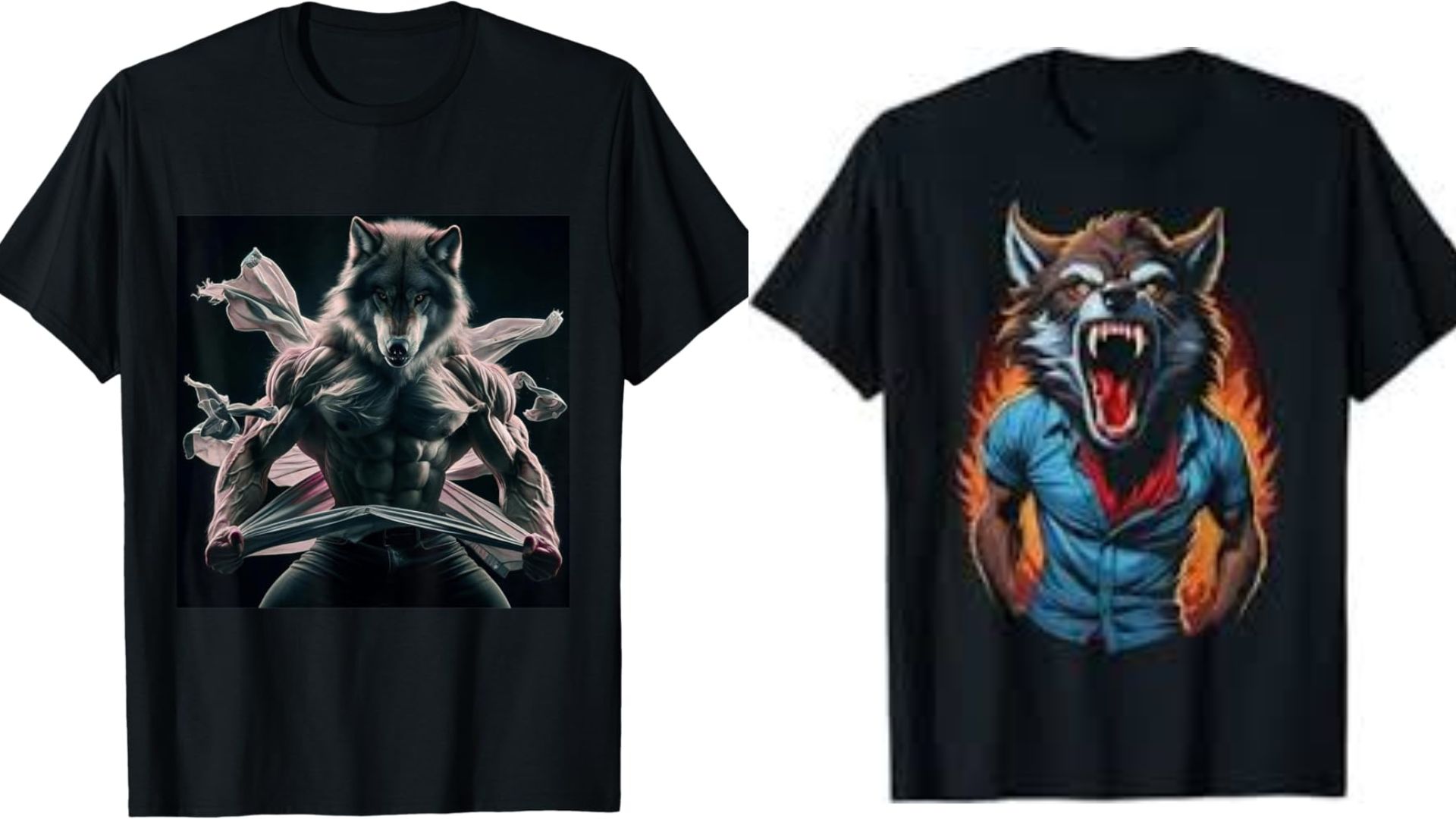 wolf ripping shirt